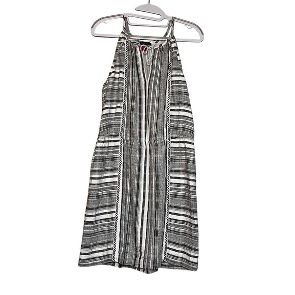 Vince Camuto Black & White Striped Sleeveless Halter Dress M Date Night Boho - Picture 3 of 8